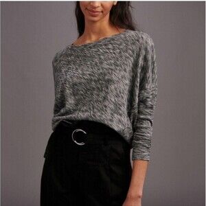 Anthropologie Damiana Pullover Sweater in Black Grey size Small Dolman Slouchy‎